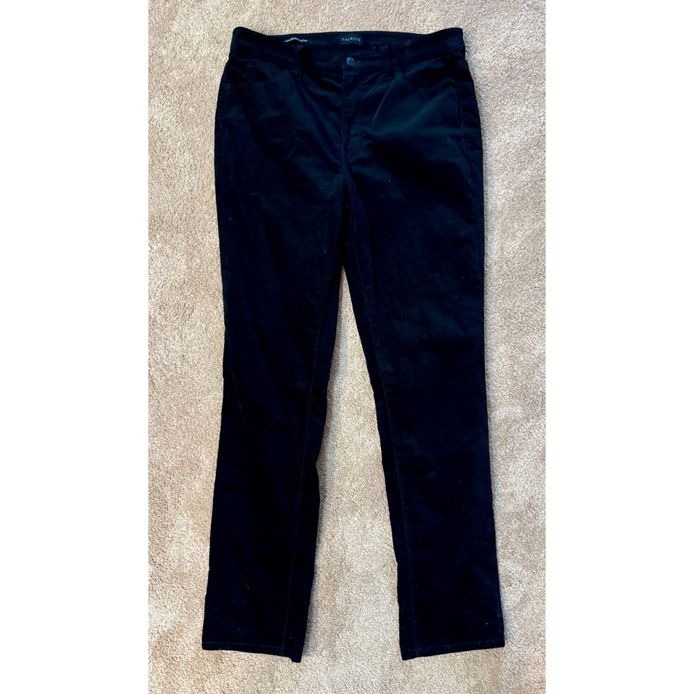 Talbots Black Velveteen Straight Leg Pants Women's Size 10